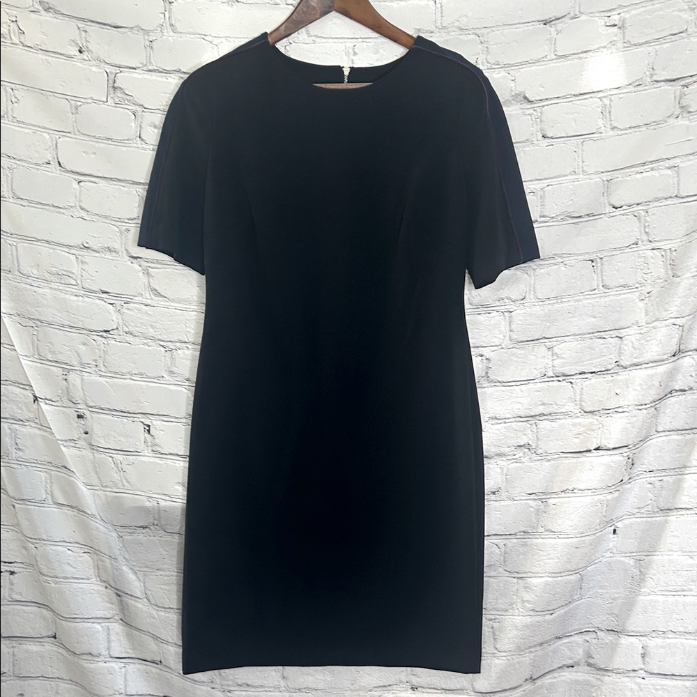 Tommy Hilfiger Black & Blue Purple Velvet Trim Short Sleeve Dress Size 10